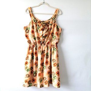 Paperdoll Womens Multicolor Floral Sleeveless Flounce Ruffle Mini Dress Size XL